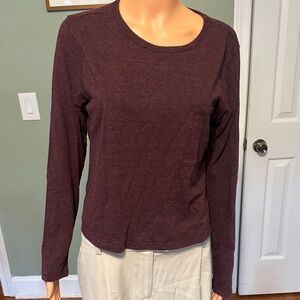 Threads 4 Thought Long Sleeve Pocket Tee in Burgundy Plum